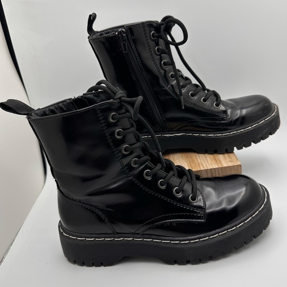 Sincerely Jules Black Combat Moto Boots Side Zip Size 6.5 - Picture 1 of 9